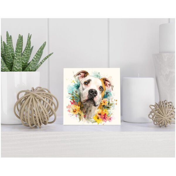 Tegel 15X15 Cm Met Amerikaanse Bulldog Cadeau Decoratie | Tegeltjes Met Tekst | Tegeltjes Met Spreuken | Collega | Oma | Opa | Pensioen | Mama | Papa | Vriend Tegel 15x15 cm Amerikaanse Bulldog