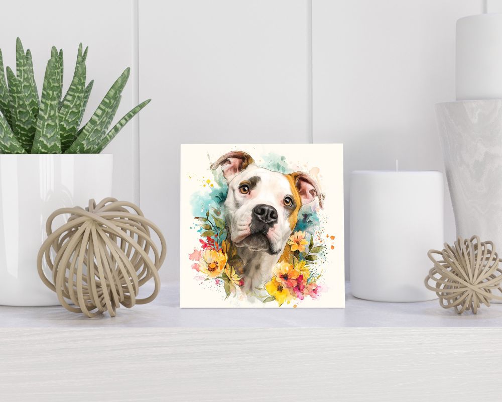Tegel 15X15 Cm Met Amerikaanse Bulldog Cadeau Decoratie | Tegeltjes Met Tekst | Tegeltjes Met Spreuken | Collega | Oma | Opa | Pensioen | Mama | Papa | Vriend Tegel 15x15 cm Amerikaanse Bulldog