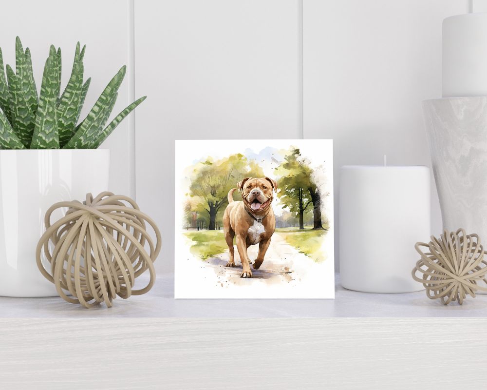 Tegel 15X15 Cm Met American Staffordshire Terriër Cadeau Decoratie | Tegeltjes Met Tekst | Tegeltjes Met Spreuken | Collega | Oma | Opa | Pensioen | Mama | Papa | Vriend Tegel 15x15 cm American Staffordshire Terriër