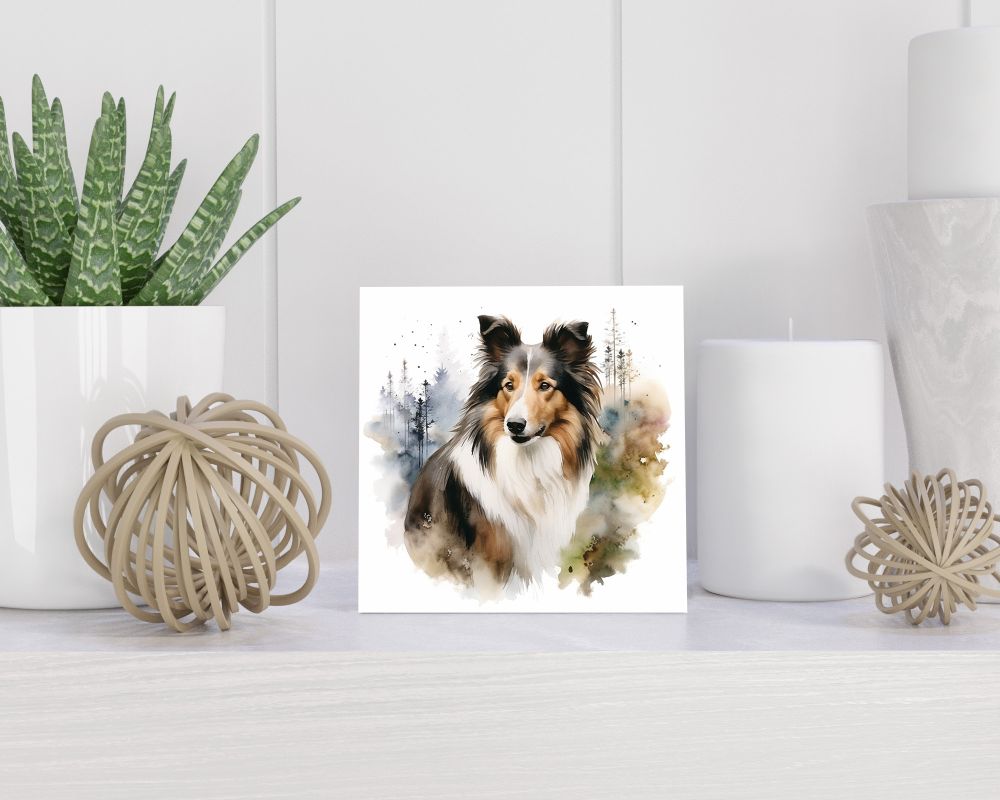 Tegel 15X15 Cm Met Schotse Collie Cadeau Decoratie | Tegeltjes Met Tekst | Tegeltjes Met Spreuken | Collega | Oma | Opa | Pensioen | Mama | Papa | Vriend Tegel 15x15 cm Schotse Collie