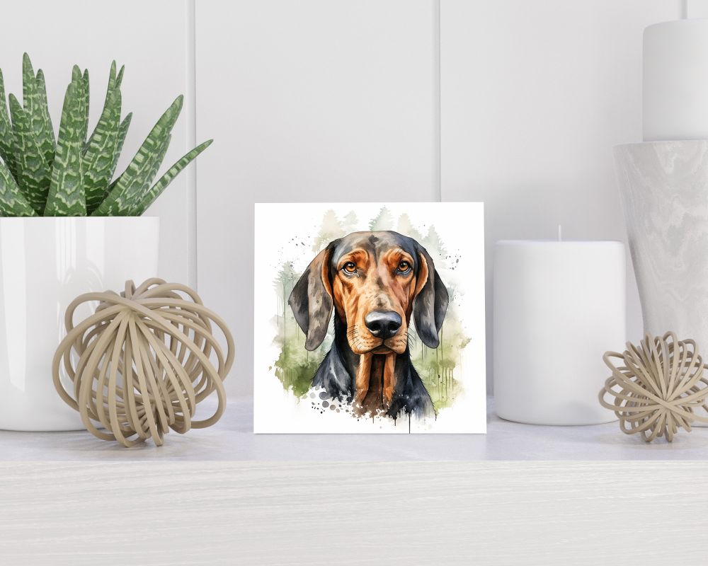 Tegel 15X15 Cm Met Coonhound Cadeau Decoratie | Tegeltjes Met Tekst | Tegeltjes Met Spreuken | Collega | Oma | Opa | Pensioen | Mama | Papa | Vriend Tegel 15x15 cm Coonhound