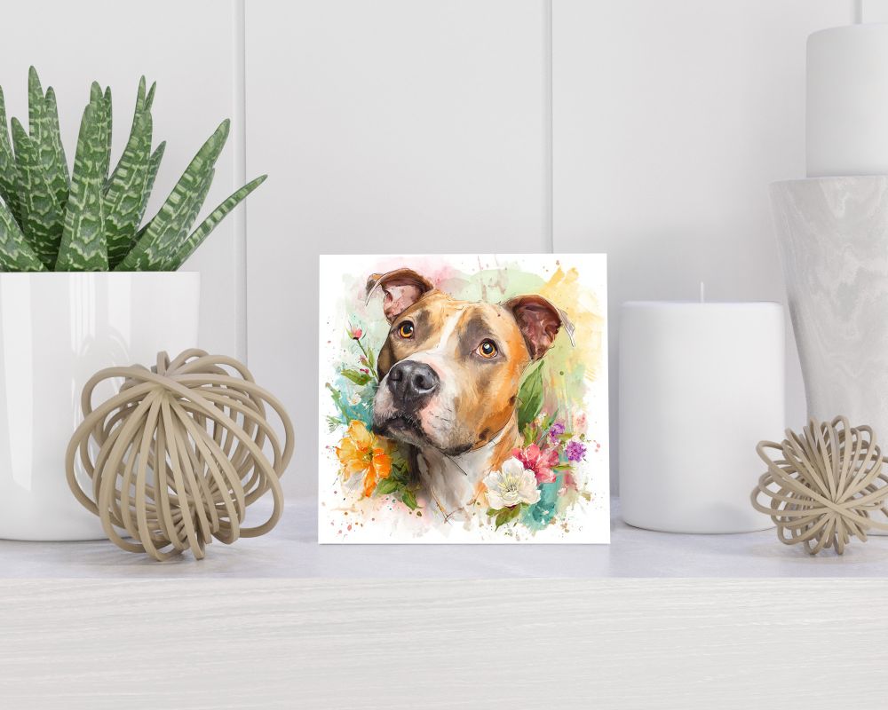 Tegel 15X15 Cm Met Amerikaanse Pitbull Terrier Cadeau Decoratie | Tegeltjes Met Tekst | Tegeltjes Met Spreuken | Collega | Oma | Opa | Pensioen | Mama | Papa | Vriend Tegel 15x15 cm Amerikaanse Pitbull Terrier