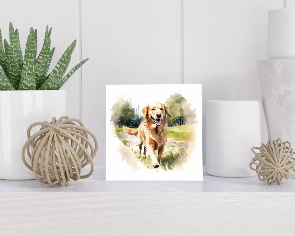 Tegel 15X15 Cm Met Golden Retriever Cadeau Decoratie | Tegeltjes Met Tekst | Tegeltjes Met Spreuken | Collega | Oma | Opa | Pensioen | Mama | Papa | Vriend Tegel 15x15 cm Golden Retriever