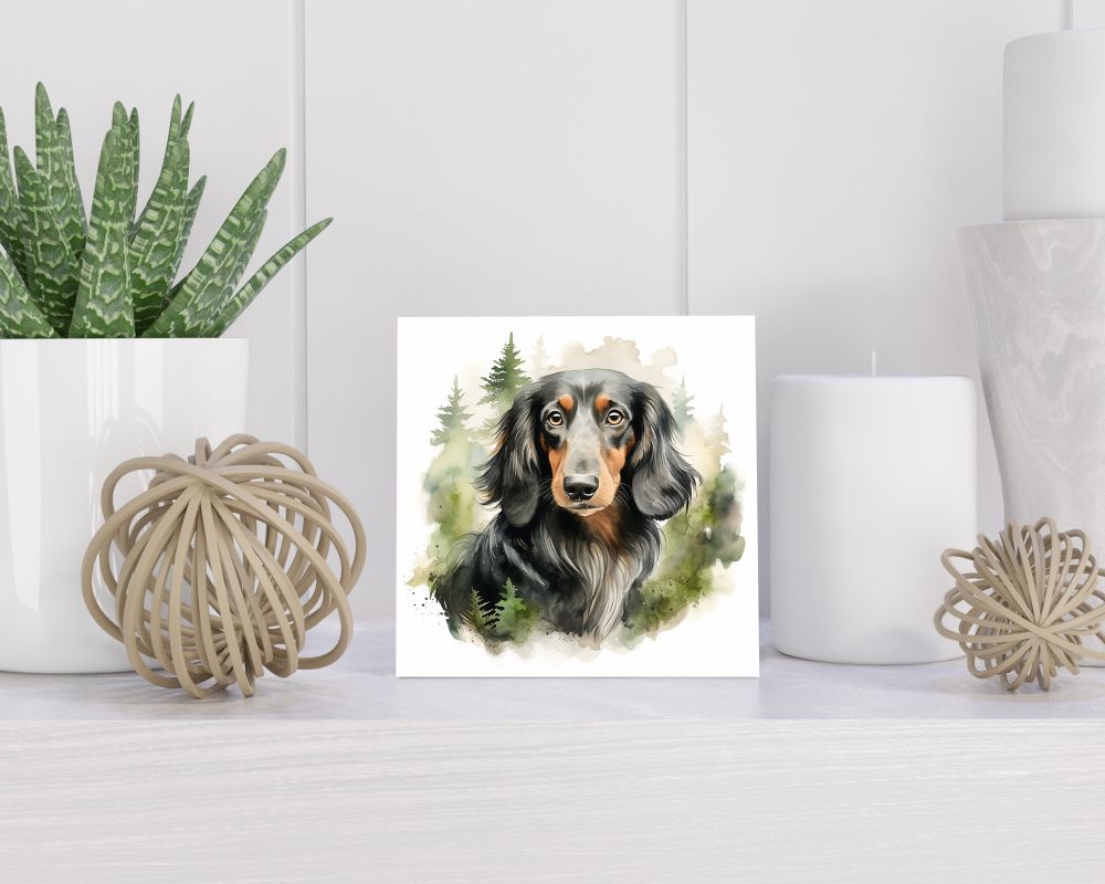 Tegel 15X15 Cm Met Teckel Langhaar Cadeau Decoratie | Tegeltjes Met Tekst | Tegeltjes Met Spreuken | Collega | Oma | Opa | Pensioen | Mama | Papa | Vriend Tegel 15x15 cm Teckel Langhaar