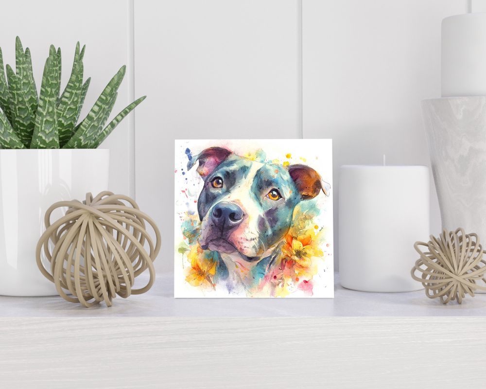 Tegel 15X15 Cm Met Amerikaanse Pitbull Terrier Cadeau Decoratie | Tegeltjes Met Tekst | Tegeltjes Met Spreuken | Collega | Oma | Opa | Pensioen | Mama | Papa | Vriend Tegel 15x15 cm Amerikaanse Pitbull Terrier