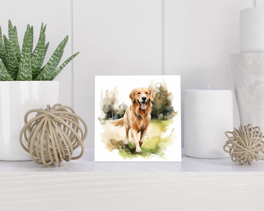 Tegel 15X15 Cm Met Golden Retriever Cadeau Decoratie | Tegeltjes Met Tekst | Tegeltjes Met Spreuken | Collega | Oma | Opa | Pensioen | Mama | Papa | Vriend Tegel 15x15 cm Golden Retriever