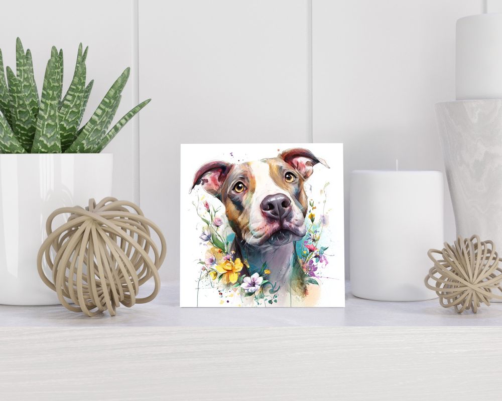 Tegel 15X15 Cm Met American Staffordshire Terriër Cadeau Decoratie | Tegeltjes Met Tekst | Tegeltjes Met Spreuken | Collega | Oma | Opa | Pensioen | Mama | Papa | Vriend Tegel 15x15 cm American Staffordshire Terriër