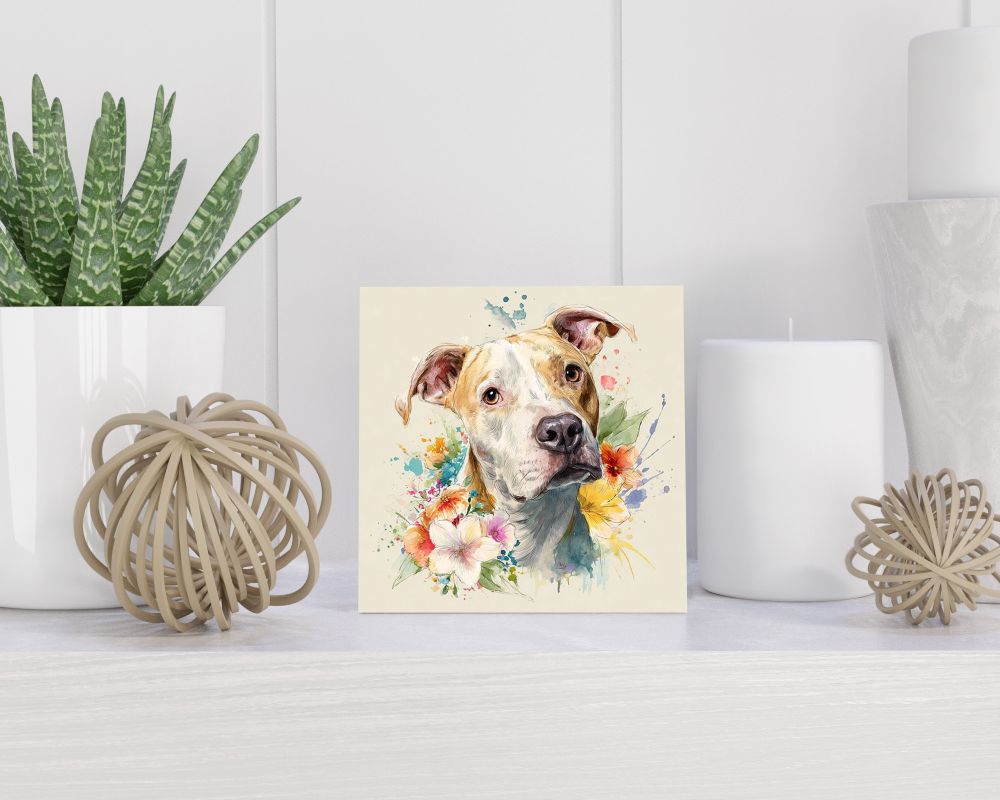 Tegel 15X15 Cm Met Amerikaanse Pitbull Terrier Cadeau Decoratie | Tegeltjes Met Tekst | Tegeltjes Met Spreuken | Collega | Oma | Opa | Pensioen | Mama | Papa | Vriend Tegel 15x15 cm Amerikaanse Pitbull Terrier