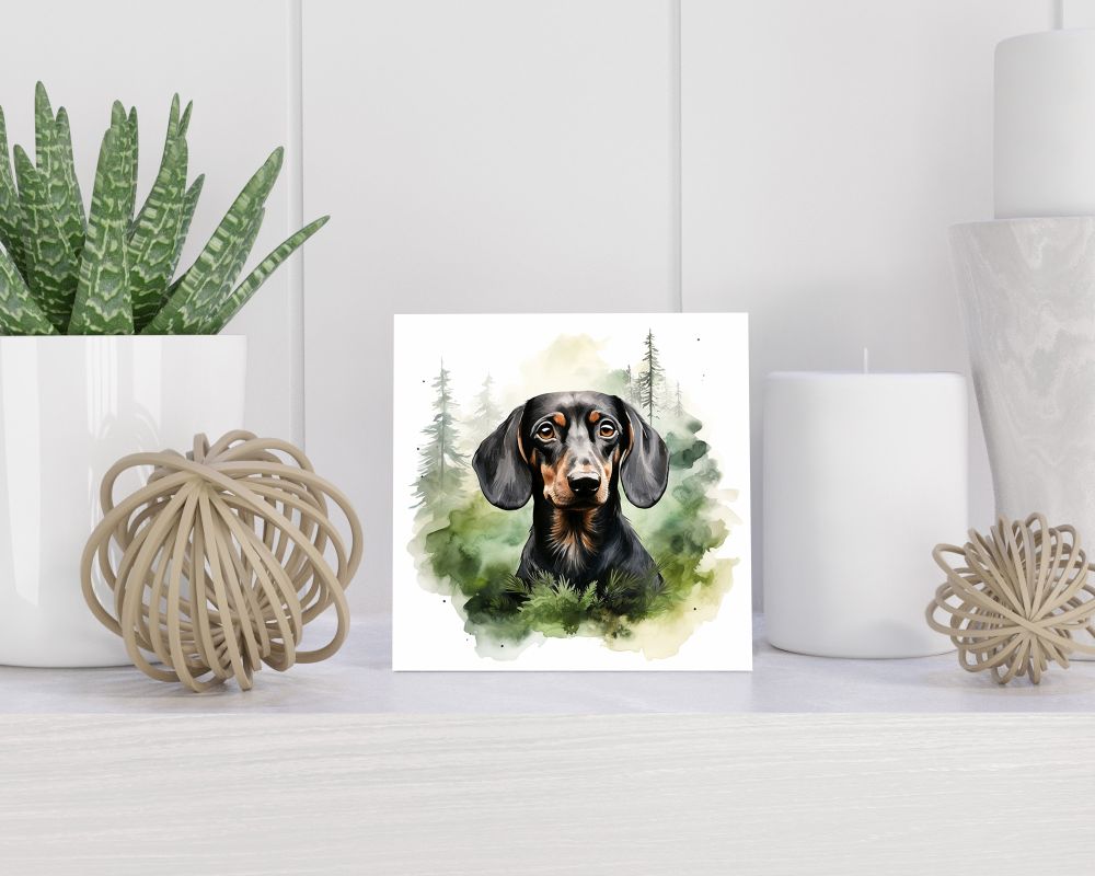 Tegel 15X15 Cm Met Teckel Kortharig Cadeau Decoratie | Tegeltjes Met Tekst | Tegeltjes Met Spreuken | Collega | Oma | Opa | Pensioen | Mama | Papa | Vriend Tegel 15x15 cm Teckel Kortharig