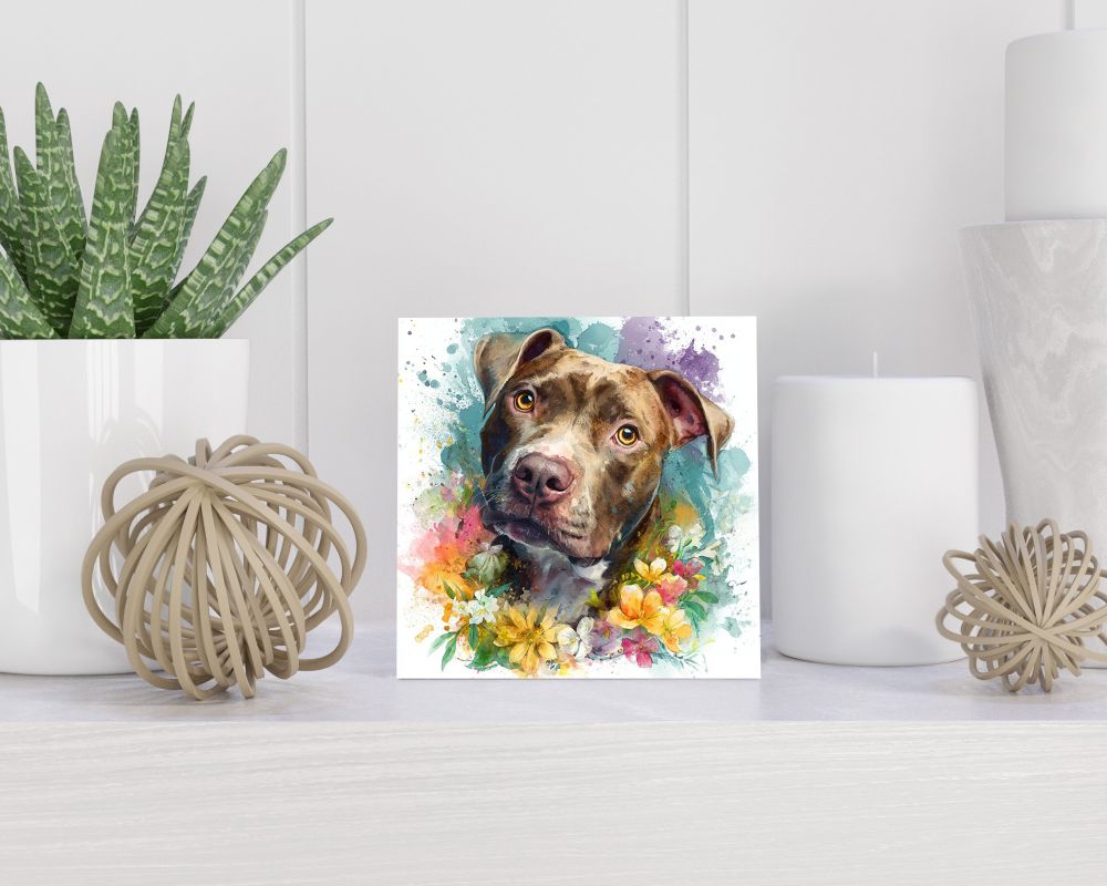 Tegel 15X15 Cm Met Amerikaanse Pitbull Terrier Cadeau Decoratie | Tegeltjes Met Tekst | Tegeltjes Met Spreuken | Collega | Oma | Opa | Pensioen | Mama | Papa | Vriend Tegel 15x15 cm Amerikaanse Pitbull Terrier