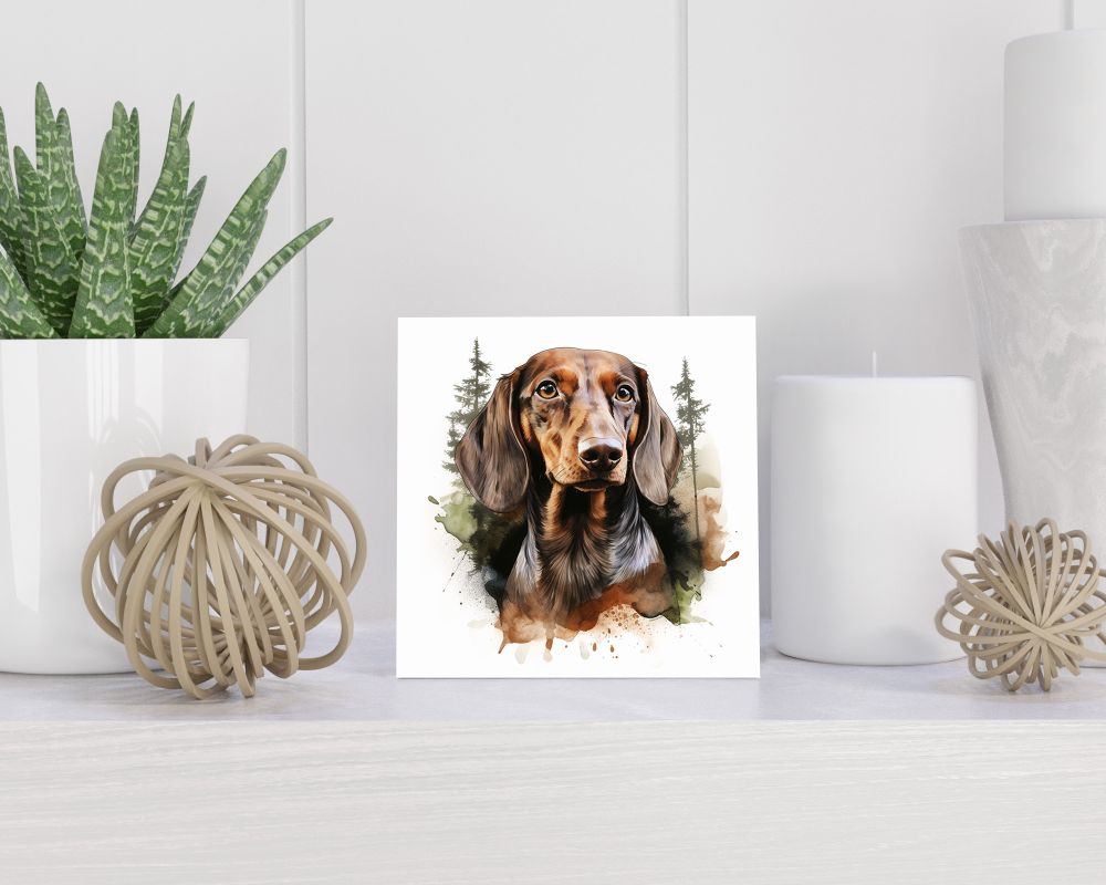 Tegel 15X15 Cm Met Teckel Kortharig Cadeau Decoratie | Tegeltjes Met Tekst | Tegeltjes Met Spreuken | Collega | Oma | Opa | Pensioen | Mama | Papa | Vriend Tegel 15x15 cm Teckel Kortharig