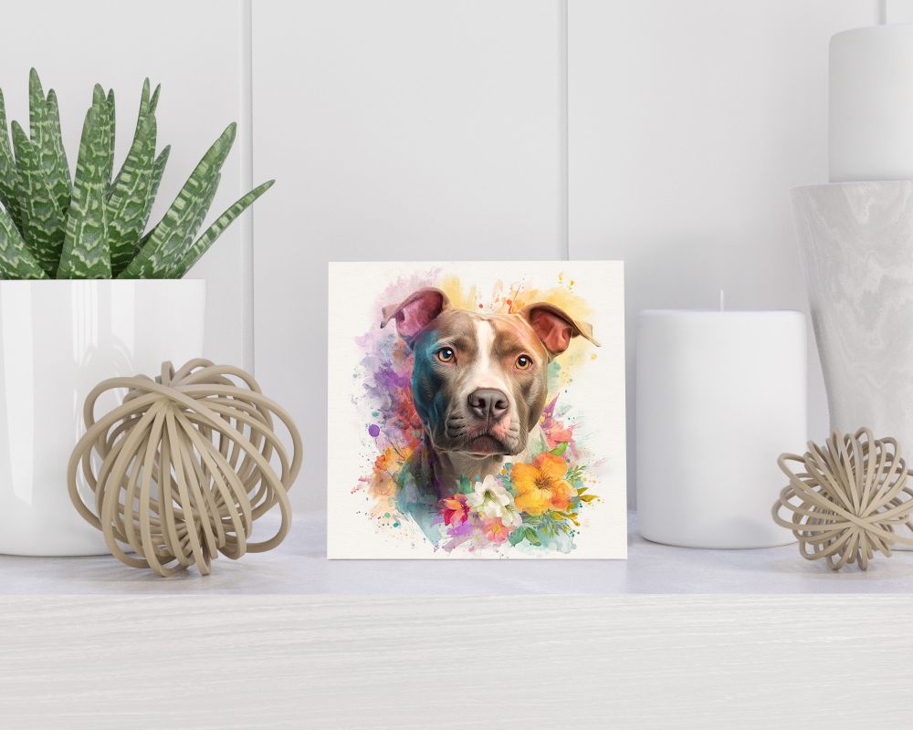 Tegel 15X15 Cm Met Amerikaanse Pitbull Terrier Cadeau Decoratie | Tegeltjes Met Tekst | Tegeltjes Met Spreuken | Collega | Oma | Opa | Pensioen | Mama | Papa | Vriend Tegel 15x15 cm Amerikaanse Pitbull Terrier