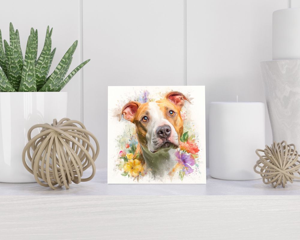 Tegel 15X15 Cm Met Amerikaanse Pitbull Terrier Cadeau Decoratie | Tegeltjes Met Tekst | Tegeltjes Met Spreuken | Collega | Oma | Opa | Pensioen | Mama | Papa | Vriend Tegel 15x15 cm Amerikaanse Pitbull Terrier