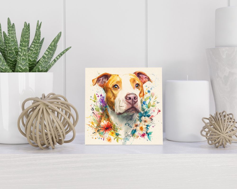 Tegel 15X15 Cm Met American Staffordshire Terriër Cadeau Decoratie | Tegeltjes Met Tekst | Tegeltjes Met Spreuken | Collega | Oma | Opa | Pensioen | Mama | Papa | Vriend Tegel 15x15 cm American Staffordshire Terriër