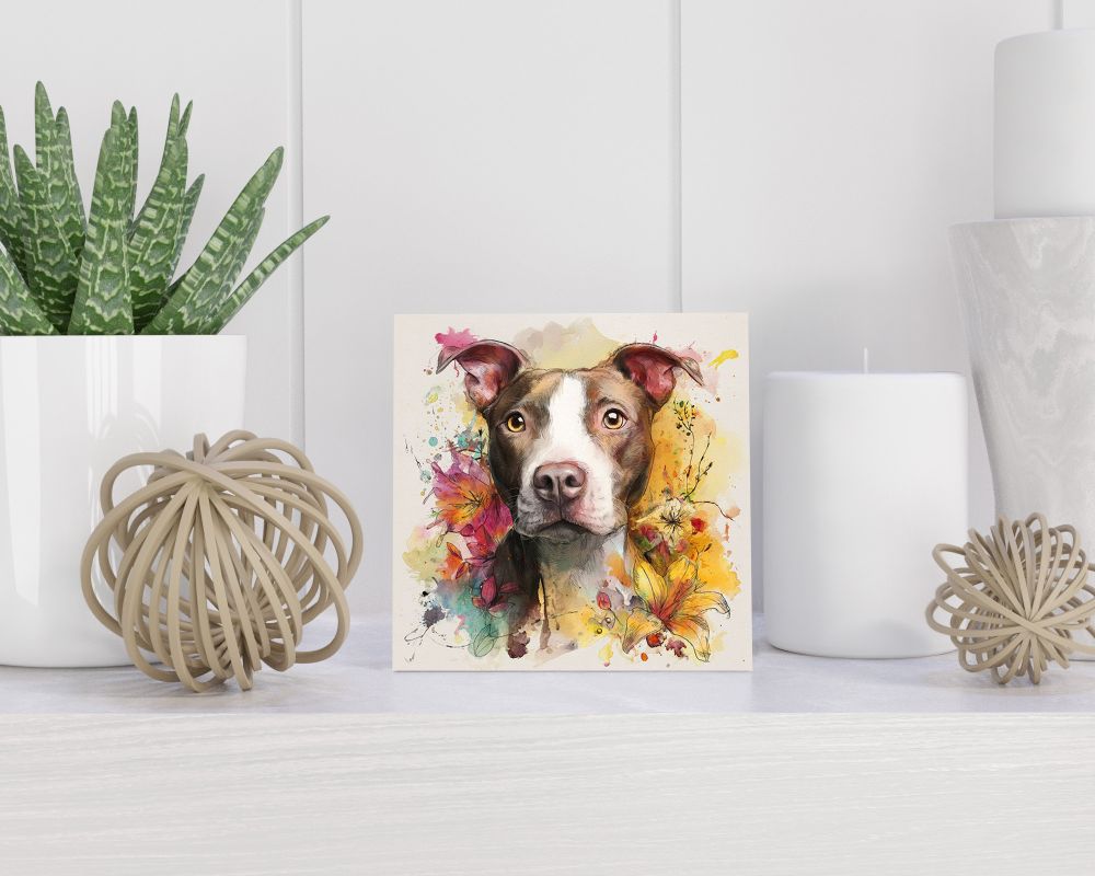 Tegel 15X15 Cm Met American Staffordshire Terriër Cadeau Decoratie | Tegeltjes Met Tekst | Tegeltjes Met Spreuken | Collega | Oma | Opa | Pensioen | Mama | Papa | Vriend Tegel 15x15 cm American Staffordshire Terriër