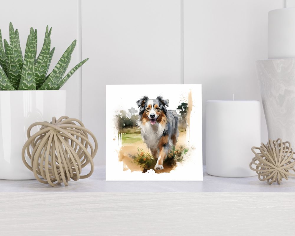 Tegel 15X15 Cm Met Australische Herder Cadeau Decoratie | Tegeltjes Met Tekst | Tegeltjes Met Spreuken | Collega | Oma | Opa | Pensioen | Mama | Papa | Vriend Tegel 15x15 cm Australische Herder