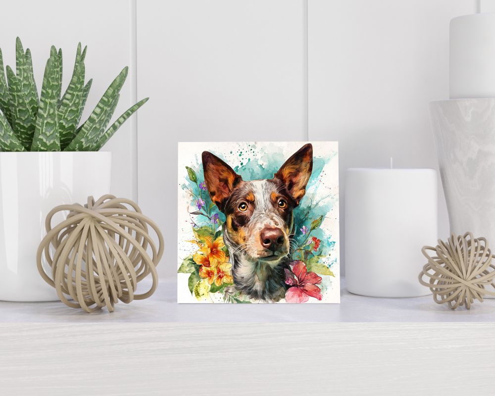 Tegel 15X15 Cm Met Australische Veedrijvershond Cadeau Decoratie | Tegeltjes Met Tekst | Tegeltjes Met Spreuken | Collega | Oma | Opa | Pensioen | Mama | Papa | Vriend Tegel 15x15 cm Australische Veedrijvershond