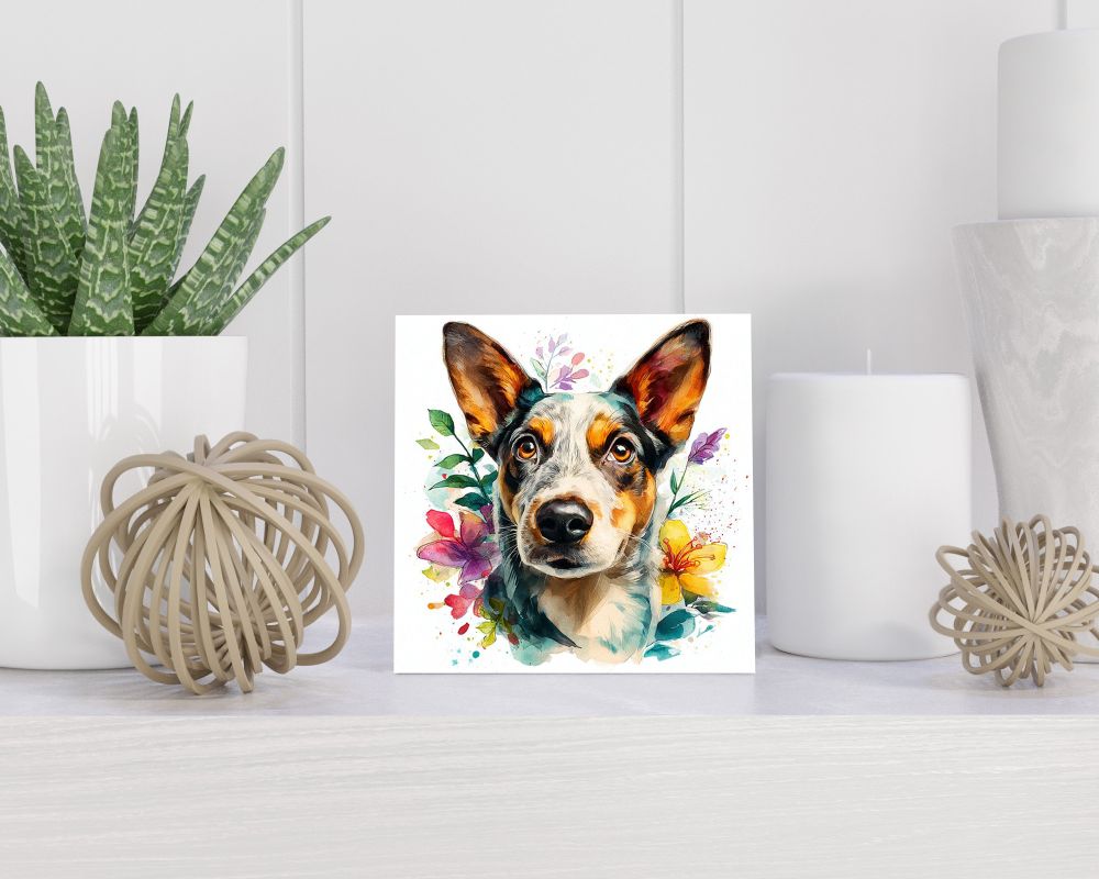 Tegel 15X15 Cm Met Australische Veedrijvershond Cadeau Decoratie | Tegeltjes Met Tekst | Tegeltjes Met Spreuken | Collega | Oma | Opa | Pensioen | Mama | Papa | Vriend Tegel 15x15 cm Australische Veedrijvershond