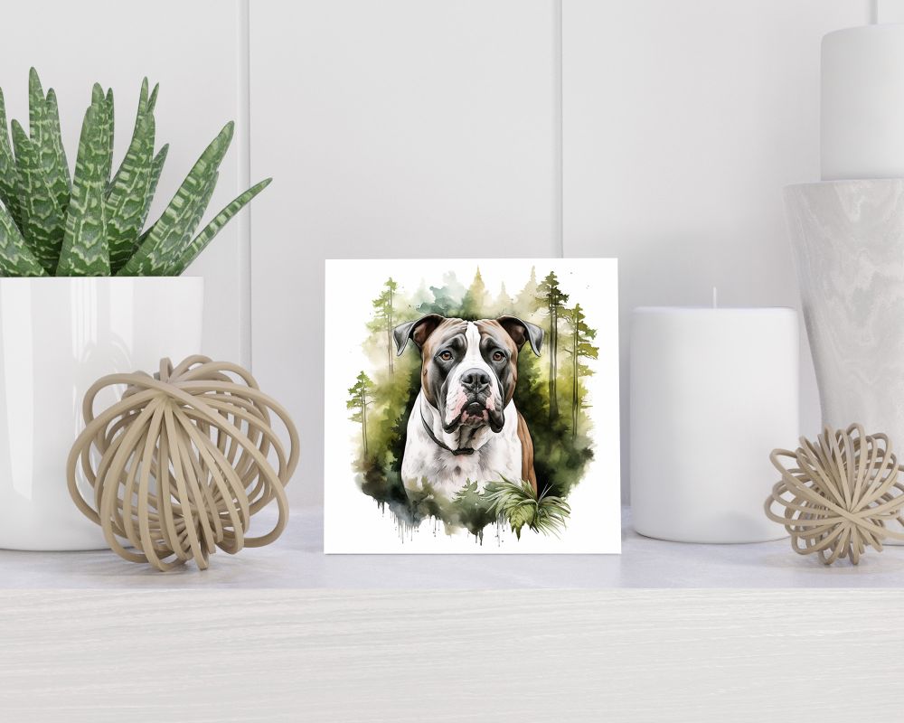 Tegel 15X15 Cm Met Amerikaanse Bulldog Cadeau Decoratie | Tegeltjes Met Tekst | Tegeltjes Met Spreuken | Collega | Oma | Opa | Pensioen | Mama | Papa | Vriend Tegel 15x15 cm Amerikaanse Bulldog