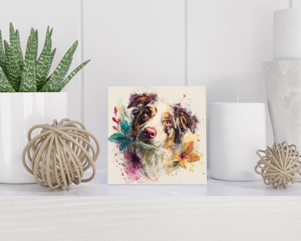 Tegel 15X15 Cm Met Australische Herder Cadeau Decoratie | Tegeltjes Met Tekst | Tegeltjes Met Spreuken | Collega | Oma | Opa | Pensioen | Mama | Papa | Vriend Tegel 15x15 cm Australische Herder