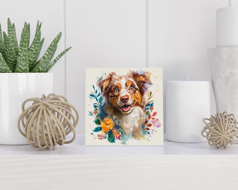 Tegel 15X15 Cm Met Australische Herder Cadeau Decoratie | Tegeltjes Met Tekst | Tegeltjes Met Spreuken | Collega | Oma | Opa | Pensioen | Mama | Papa | Vriend Tegel 15x15 cm Australische Herder