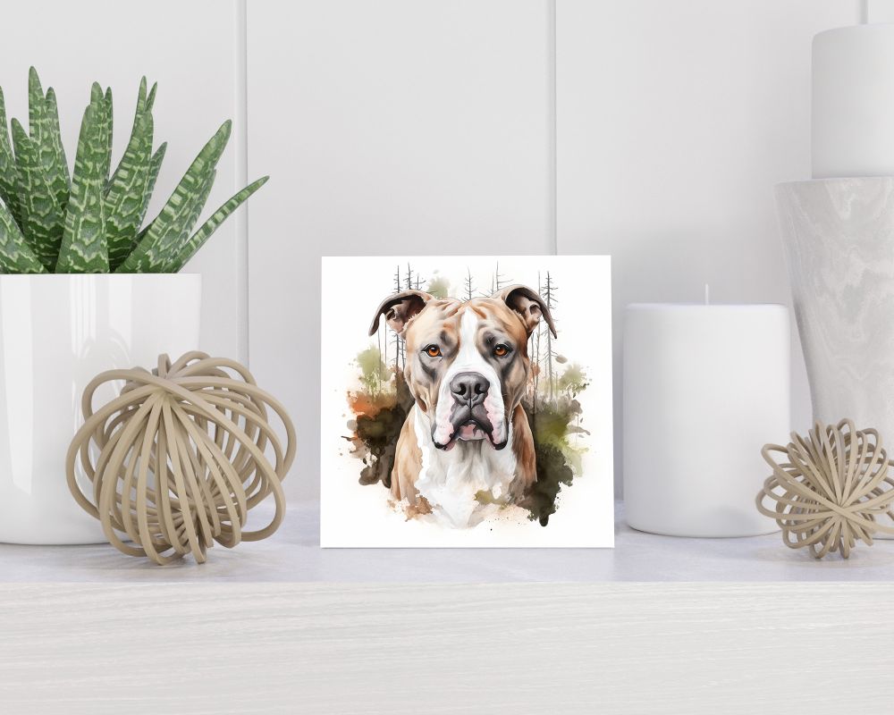 Tegel 15X15 Cm Met Amerikaanse Bulldog Cadeau Decoratie | Tegeltjes Met Tekst | Tegeltjes Met Spreuken | Collega | Oma | Opa | Pensioen | Mama | Papa | Vriend Tegel 15x15 cm Amerikaanse Bulldog
