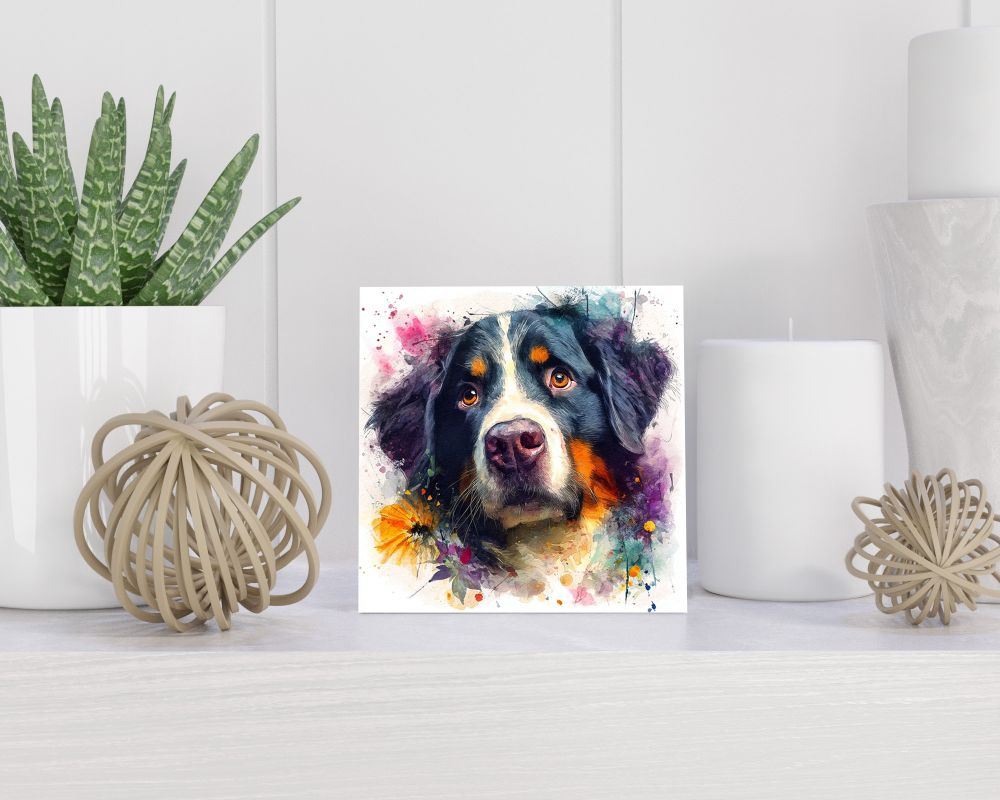 Tegel 15X15 Cm Met Berner Sennenhond Cadeau Decoratie | Tegeltjes Met Tekst | Tegeltjes Met Spreuken | Collega | Oma | Opa | Pensioen | Mama | Papa | Vriend Tegel 15x15 cm Berner Sennenhond