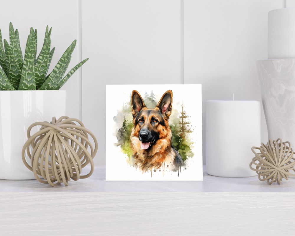Tegel 15X15 Cm Met Duitse Herder Cadeau Decoratie | Tegeltjes Met Tekst | Tegeltjes Met Spreuken | Collega | Oma | Opa | Pensioen | Mama | Papa | Vriend Tegel 15x15 cm Duitse Herder