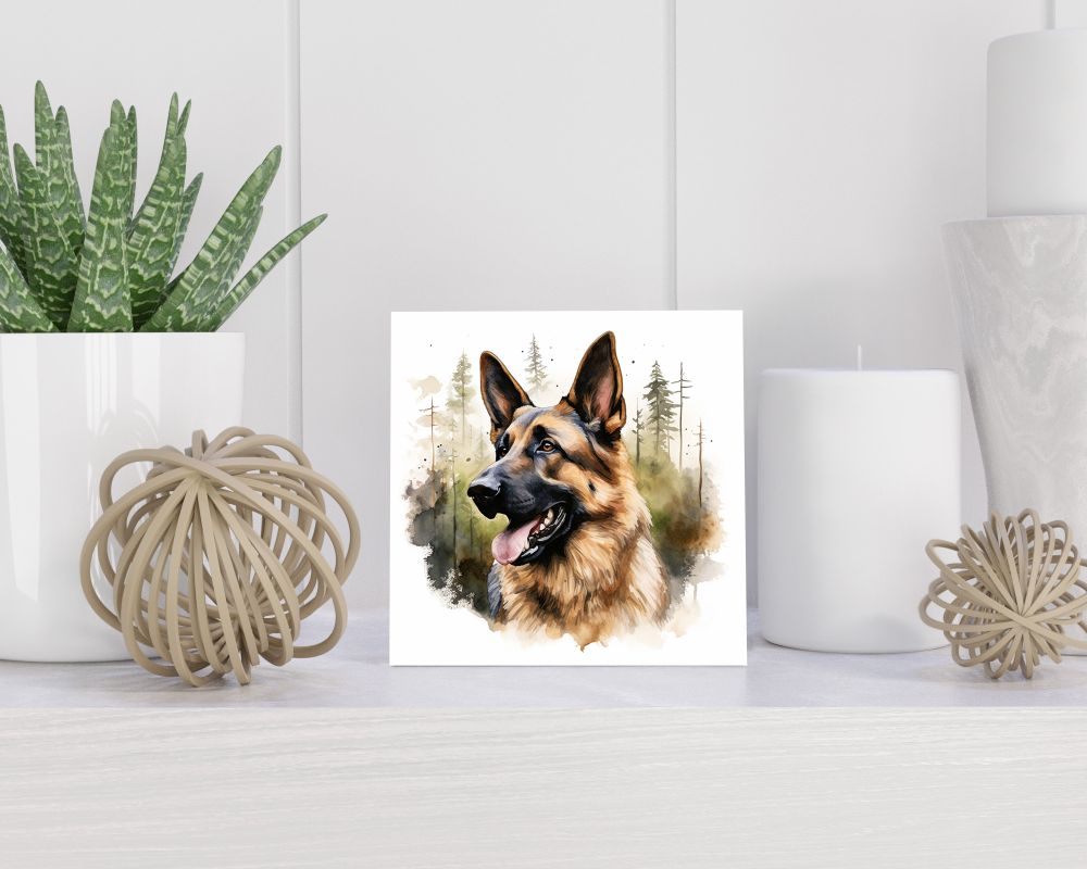 Tegel 15X15 Cm Met Duitse Herder Cadeau Decoratie | Tegeltjes Met Tekst | Tegeltjes Met Spreuken | Collega | Oma | Opa | Pensioen | Mama | Papa | Vriend Tegel 15x15 cm Duitse Herder