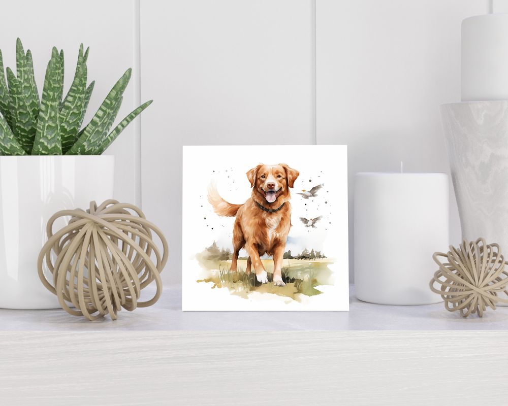 Tegel 15X15 Cm Met Nova Scotia Duck Tolling Retriever Cadeau Decoratie | Tegeltjes Met Tekst | Tegeltjes Met Spreuken | Collega | Oma | Opa | Pensioen | Mama | Papa | Vriend Tegel 15x15 cm Nova Scotia Duck Tolling Retriever