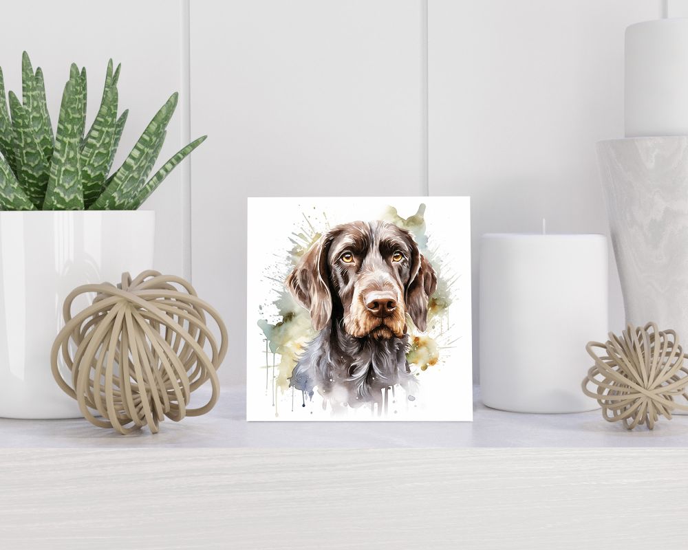 Tegel 15X15 Cm Met Duitse Staande Draadhaar Cadeau Decoratie | Tegeltjes Met Tekst | Tegeltjes Met Spreuken | Collega | Oma | Opa | Pensioen | Mama | Papa | Vriend Tegel 15x15 cm Duitse Staande Draadhaar