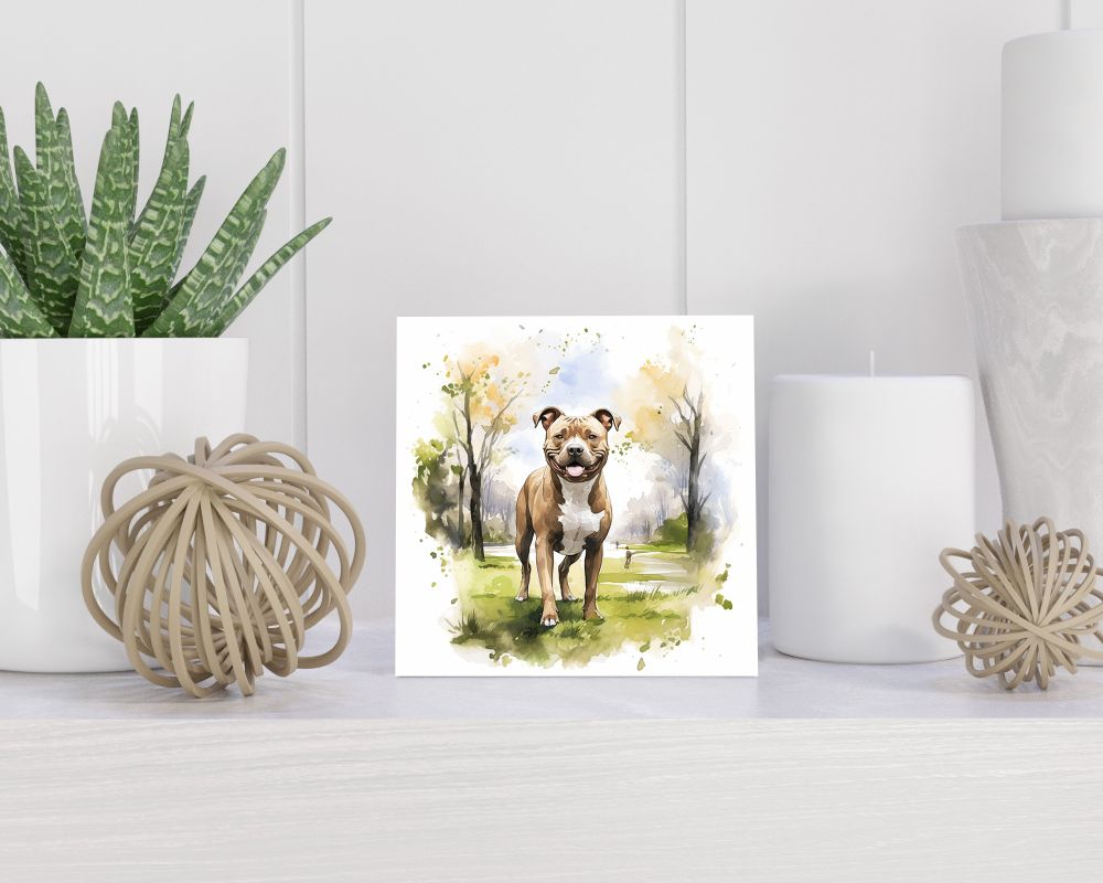 Tegel 15X15 Cm Met American Pitbull Terriër Cadeau Decoratie | Tegeltjes Met Tekst | Tegeltjes Met Spreuken | Collega | Oma | Opa | Pensioen | Mama | Papa | Vriend Tegel 15x15 cm American Pitbull Terriër