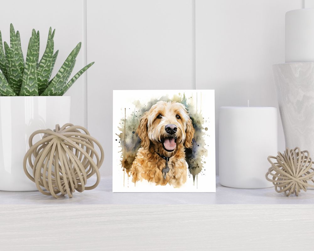 Tegel 15X15 Cm Met Goldendoodle Cadeau Decoratie | Tegeltjes Met Tekst | Tegeltjes Met Spreuken | Collega | Oma | Opa | Pensioen | Mama | Papa | Vriend Tegel 15x15 cm Goldendoodle