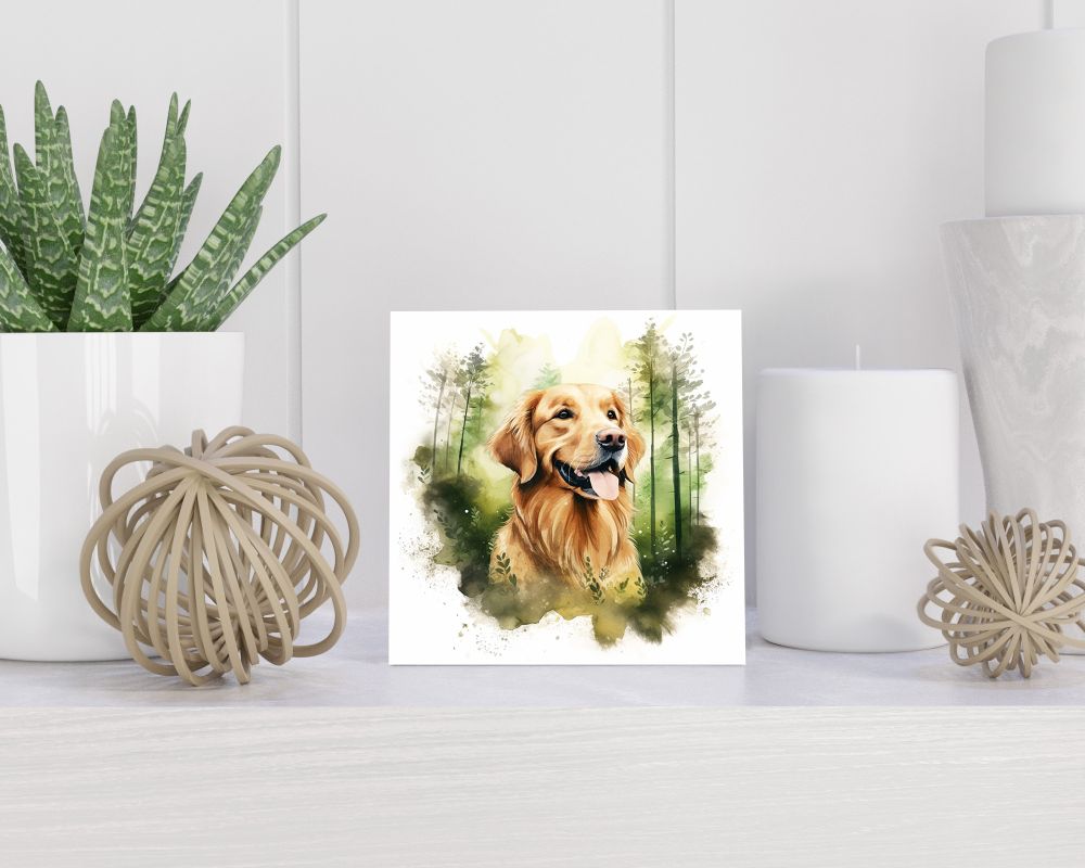 Tegel 15X15 Cm Met Golden Retriever Cadeau Decoratie | Tegeltjes Met Tekst | Tegeltjes Met Spreuken | Collega | Oma | Opa | Pensioen | Mama | Papa | Vriend Tegel 15x15 cm Golden Retriever