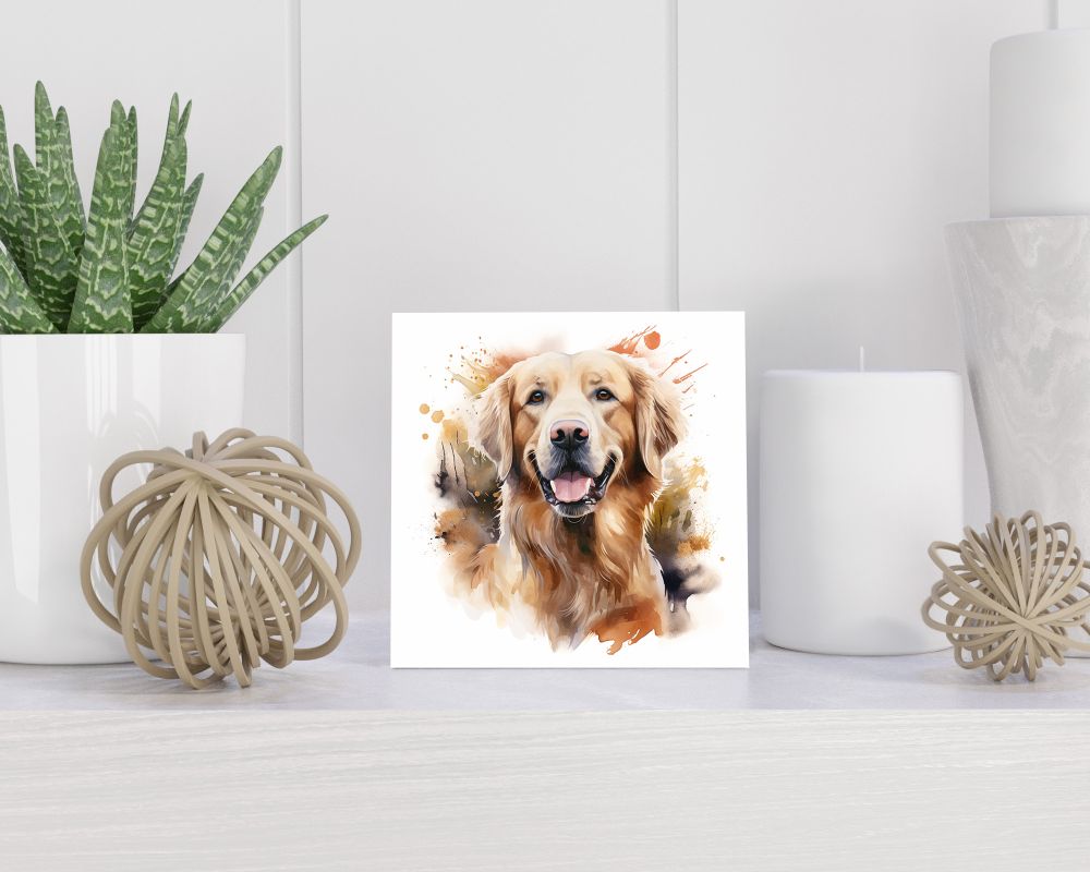 Tegel 15X15 Cm Met Golden Retriever Cadeau Decoratie | Tegeltjes Met Tekst | Tegeltjes Met Spreuken | Collega | Oma | Opa | Pensioen | Mama | Papa | Vriend Tegel 15x15 cm Golden Retriever