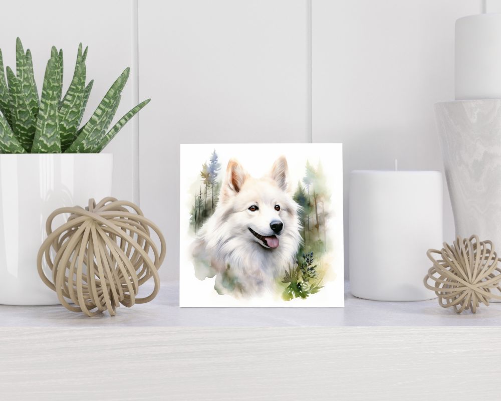 Tegel 15X15 Cm Met American Eskimohond Cadeau Decoratie | Tegeltjes Met Tekst | Tegeltjes Met Spreuken | Collega | Oma | Opa | Pensioen | Mama | Papa | Vriend Tegel 15x15 cm American Eskimohond