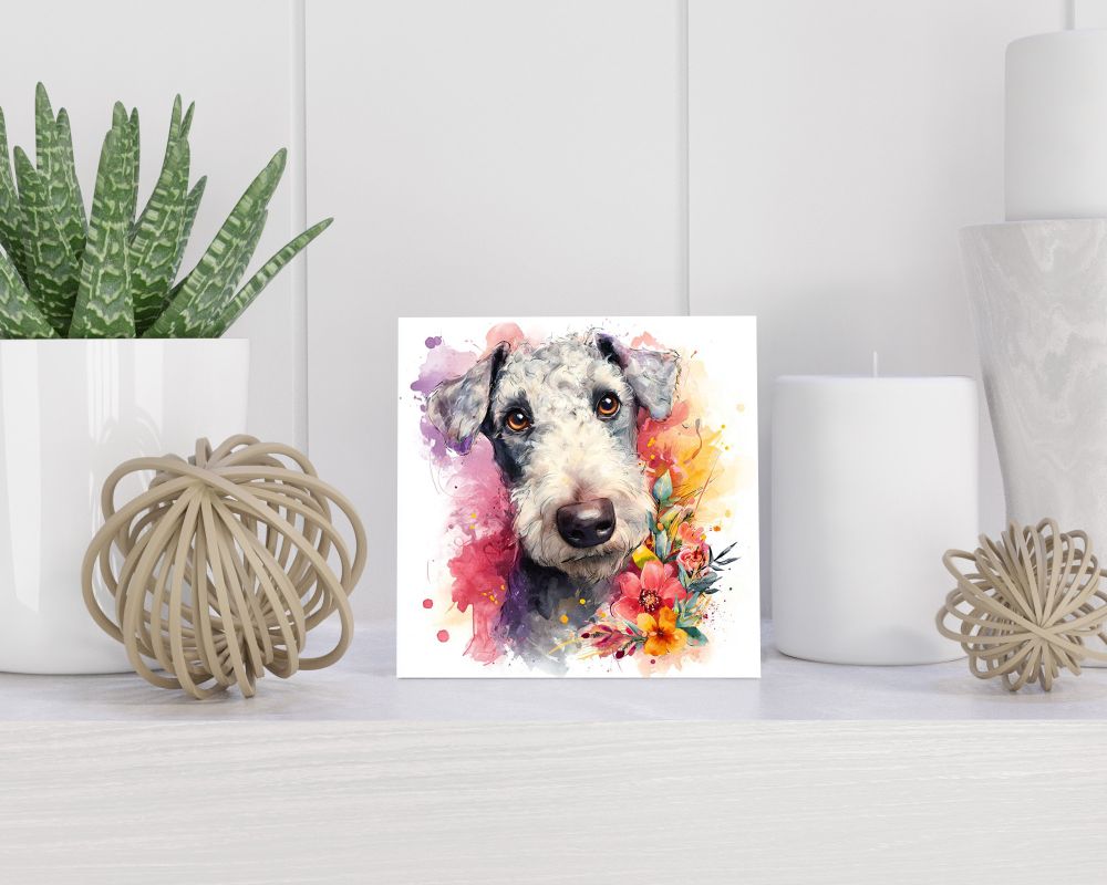 Tegel 15X15 Cm Met Bedlington Terriër Cadeau Decoratie | Tegeltjes Met Tekst | Tegeltjes Met Spreuken | Collega | Oma | Opa | Pensioen | Mama | Papa | Vriend Tegel 15x15 cm Bedlington Terriër