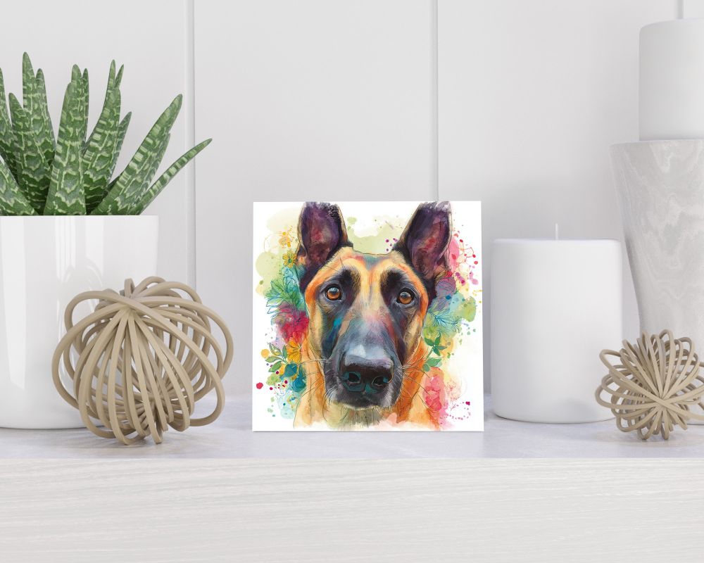 Tegel 15X15 Cm Met Belgische Herder (Mechelse) Cadeau Decoratie | Tegeltjes Met Tekst | Tegeltjes Met Spreuken | Collega | Oma | Opa | Pensioen | Mama | Papa | Vriend Tegel 15x15 cm Belgische Herder (Mechelse)