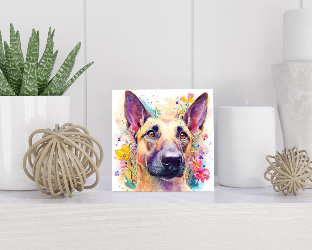 Tegel 15X15 Cm Met Belgische Herder (Mechelse) Cadeau Decoratie | Tegeltjes Met Tekst | Tegeltjes Met Spreuken | Collega | Oma | Opa | Pensioen | Mama | Papa | Vriend Tegel 15x15 cm Belgische Herder (Mechelse)
