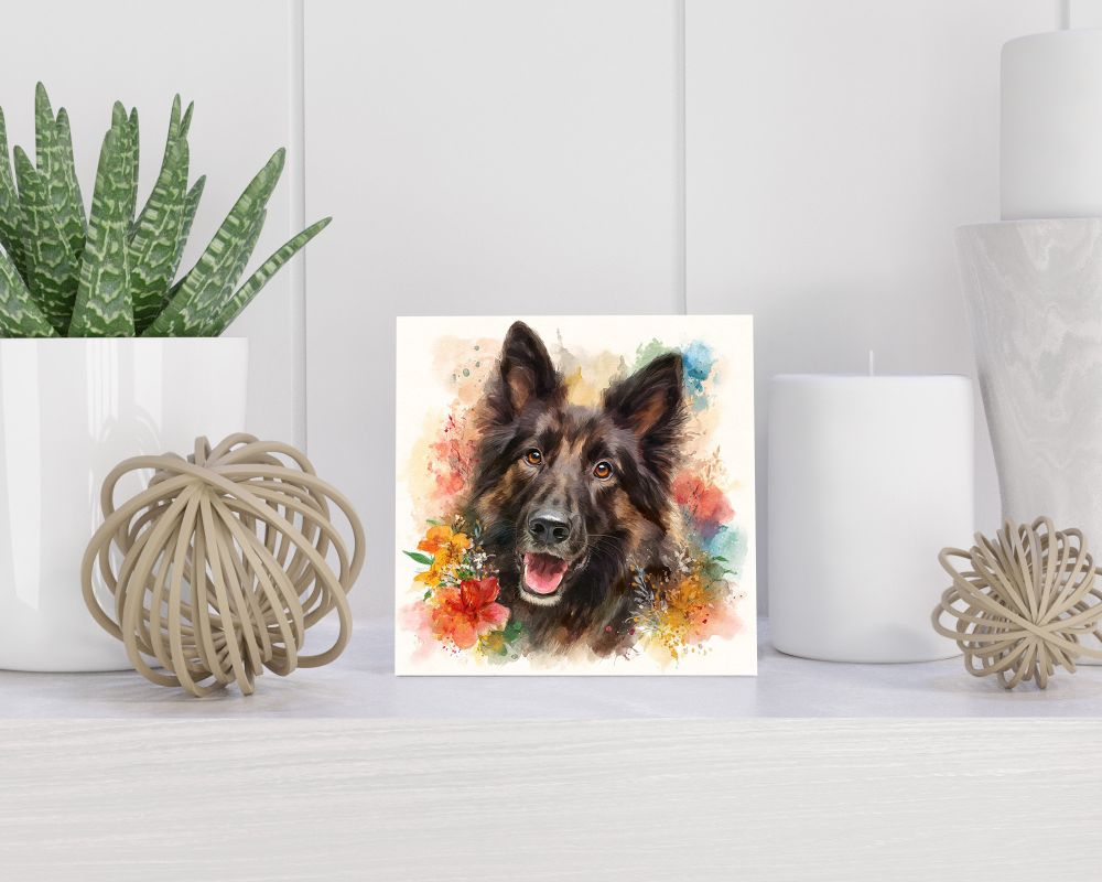 Tegel 15X15 Cm Met Belgische Herder (Groenendaeler) Cadeau Decoratie | Tegeltjes Met Tekst | Tegeltjes Met Spreuken | Collega | Oma | Opa | Pensioen | Mama | Papa | Vriend Tegel 15x15 cm Belgische Herder (Groenendaeler)
