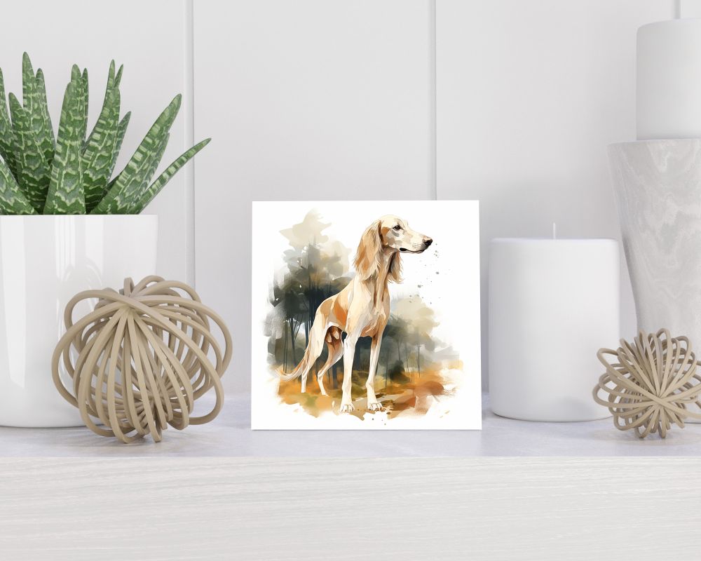 Tegel 15X15 Cm Met Saluki Cadeau Decoratie | Tegeltjes Met Tekst | Tegeltjes Met Spreuken | Collega | Oma | Opa | Pensioen | Mama | Papa | Vriend Tegel 15x15 cm Saluki