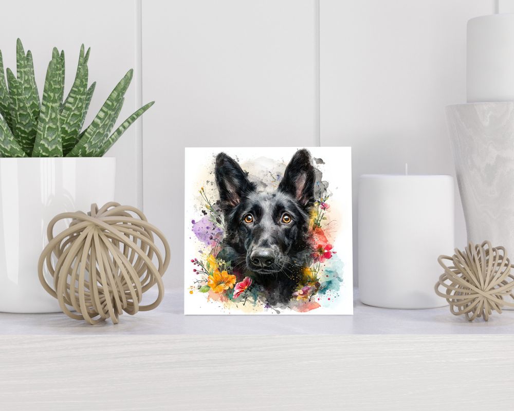 Tegel 15X15 Cm Met Belgische Herder (Groenendaeler) Cadeau Decoratie | Tegeltjes Met Tekst | Tegeltjes Met Spreuken | Collega | Oma | Opa | Pensioen | Mama | Papa | Vriend Tegel 15x15 cm Belgische Herder (Groenendaeler)