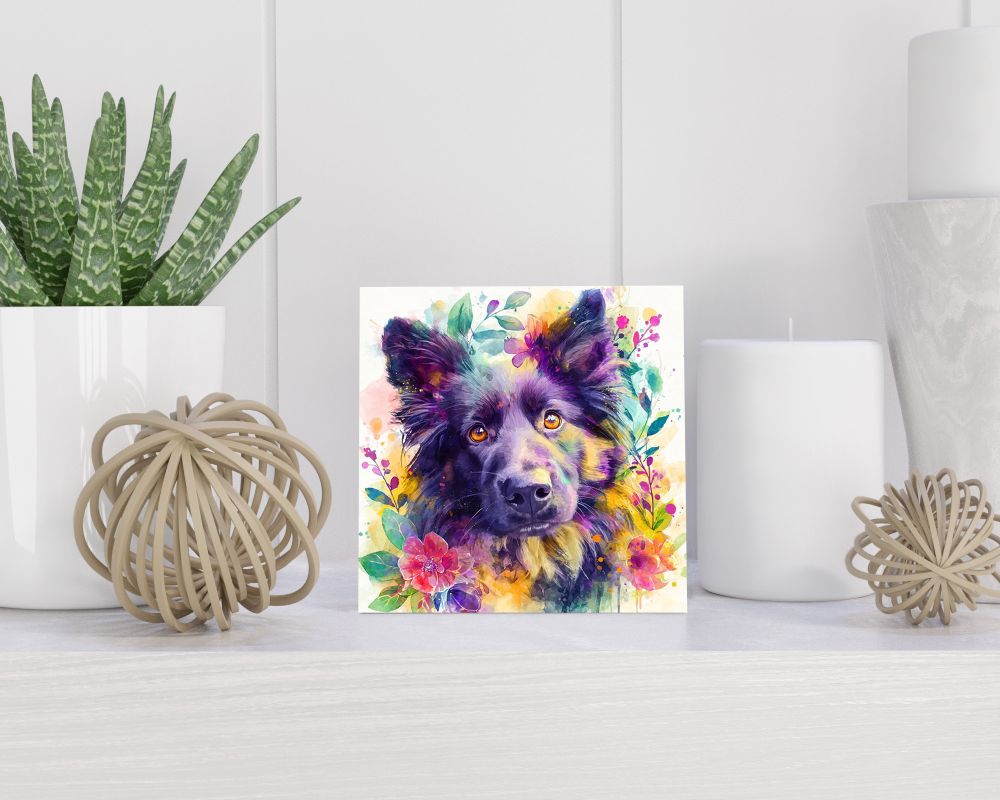 Tegel 15X15 Cm Met Belgische Herder (Groenendaeler) Cadeau Decoratie | Tegeltjes Met Tekst | Tegeltjes Met Spreuken | Collega | Oma | Opa | Pensioen | Mama | Papa | Vriend Tegel 15x15 cm Belgische Herder (Groenendaeler)
