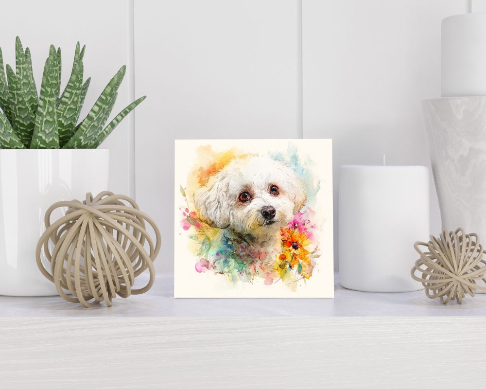 Tegel 15X15 Cm Met Bichon Frisé Cadeau Decoratie | Tegeltjes Met Tekst | Tegeltjes Met Spreuken | Collega | Oma | Opa | Pensioen | Mama | Papa | Vriend Tegel 15x15 cm Bichon Frisé
