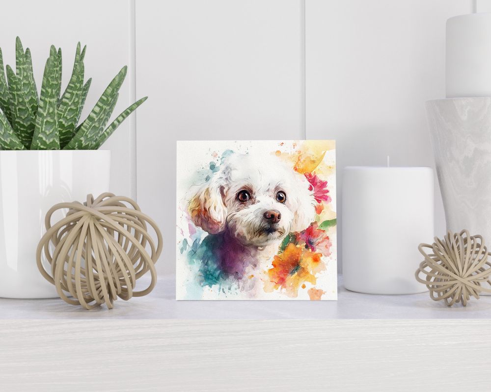 Tegel 15X15 Cm Met Bichon Frisé Cadeau Decoratie | Tegeltjes Met Tekst | Tegeltjes Met Spreuken | Collega | Oma | Opa | Pensioen | Mama | Papa | Vriend Tegel 15x15 cm Bichon Frisé
