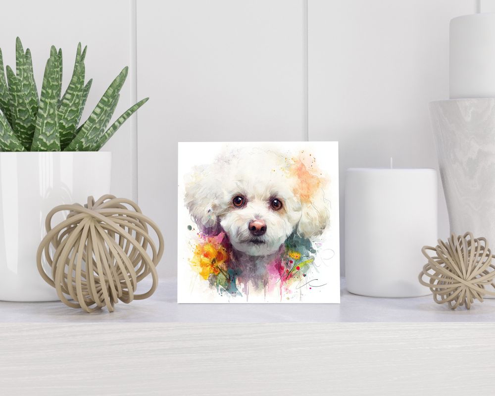 Tegel 15X15 Cm Met Bichon Frisé Cadeau Decoratie | Tegeltjes Met Tekst | Tegeltjes Met Spreuken | Collega | Oma | Opa | Pensioen | Mama | Papa | Vriend Tegel 15x15 cm Bichon Frisé