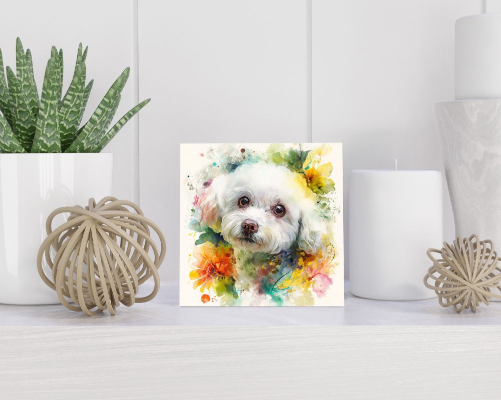 Tegel 15X15 Cm Met Bichon Frisé Cadeau Decoratie | Tegeltjes Met Tekst | Tegeltjes Met Spreuken | Collega | Oma | Opa | Pensioen | Mama | Papa | Vriend Tegel 15x15 cm Bichon Frisé