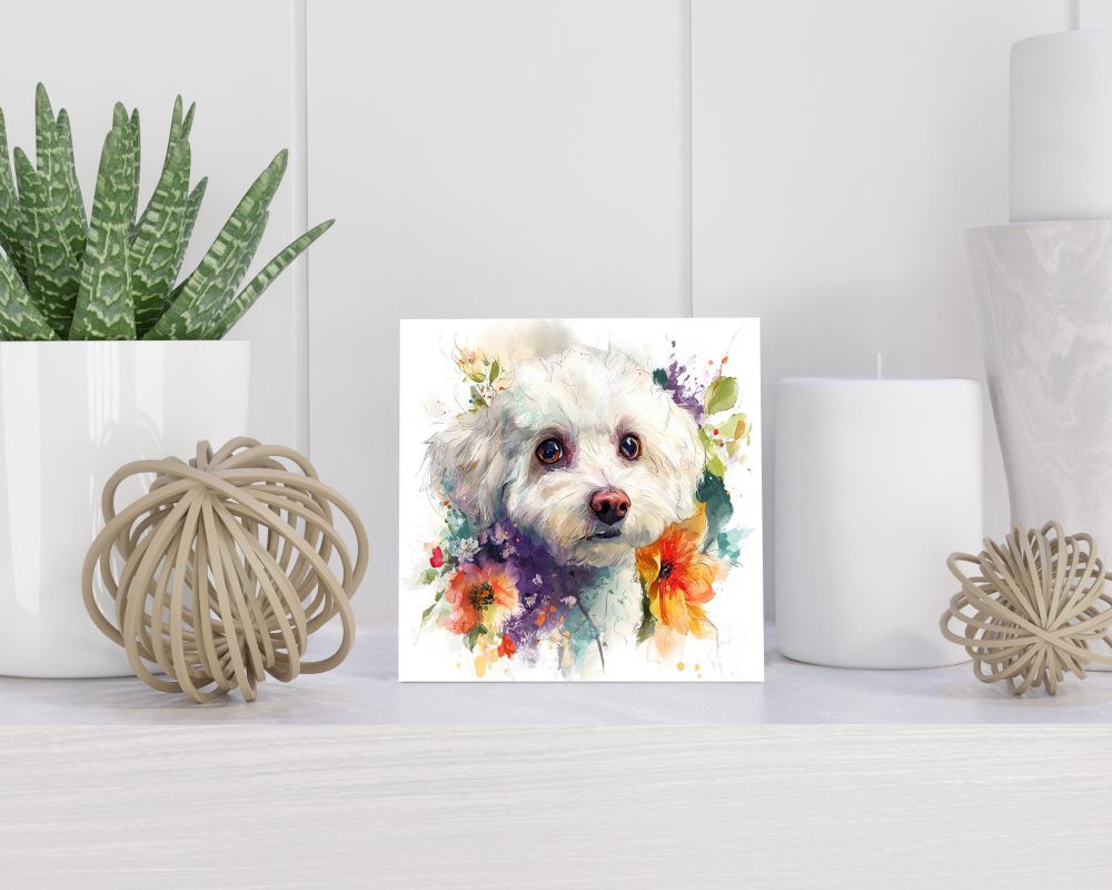Tegel 15X15 Cm Met Bichon Frisé Cadeau Decoratie | Tegeltjes Met Tekst | Tegeltjes Met Spreuken | Collega | Oma | Opa | Pensioen | Mama | Papa | Vriend Tegel 15x15 cm Bichon Frisé