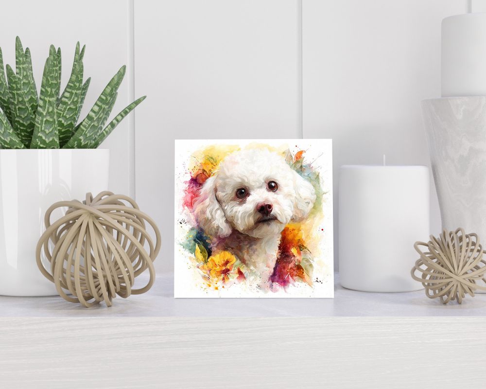 Tegel 15X15 Cm Met Bichon Frisé Cadeau Decoratie | Tegeltjes Met Tekst | Tegeltjes Met Spreuken | Collega | Oma | Opa | Pensioen | Mama | Papa | Vriend Tegel 15x15 cm Bichon Frisé