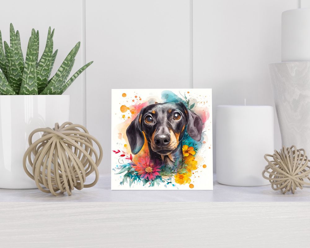 Tegel 15X15 Cm Met Teckel Cadeau Decoratie | Tegeltjes Met Tekst | Tegeltjes Met Spreuken | Collega | Oma | Opa | Pensioen | Mama | Papa | Vriend Tegel 15x15 cm Teckel